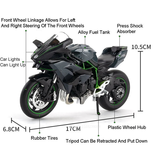 1:12 Kawasaki H2R BMW S1000RR Alloy Diecast Motorcycle